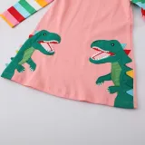 Toddler Girls Long Stripes Sleeve Dinosaurs Animals Prints A-line Casual Dress
