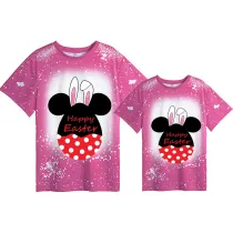 Mommy and Me Matching Clothing Top Happy Easter Cartoon Mouse Tie Dyed Family T-shirts