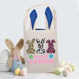 Easter Bunny Ears Canvas Bag Happy Easter Happy Easter Bunny Square Bottom Handbag