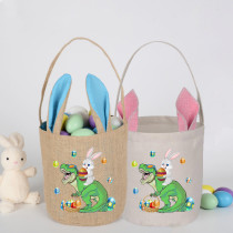 Easter Bunny Ears Canvas Bag Happy Easter Happy Easter Dinosaur Bunny Round Bottom Handbag