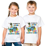 Easter Day Kids Top T-shirts Happy Easter Im Ready To Crush Easter Eggs Dinosaur Car T-shirts For Boys And Girls