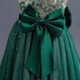 Toddler Girls Sleeveless Embroidery Bowknot Formal Maxi Dress