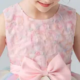 Toddler Girls Sleeveless Flower Bowknot Belt Formal Gowns Midi Cake Dress
