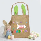 Easter Bunny Ears Canvas Bag Happy Easter Happy Easter Bunny Dog Square Bottom Handbag