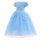 Toddler Girls Puffy Sleeve Embroidery Costumes Princess Dress