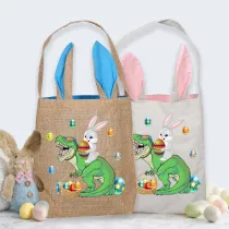 Easter Bunny Ears Canvas Bag Happy Easter Happy Easter Dinosaur Bunny Square Bottom Handbag