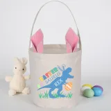 Easter Bunny Ears Canvas Bag Happy Easter Happy Easter Happy Eastrawr Dinosaur Round Bottom Handbag