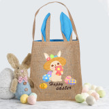 Easter Bunny Ears Canvas Bag Happy Easter Happy Easter Egg Bunny Square Bottom Handbag