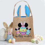 Easter Bunny Ears Canvas Bag Happy Easter Happy Easter Cartoon Mouse Eggs Square Bottom Handbag