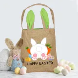 Easter Bunny Ears Canvas Bag Happy Easter Happy Easter Carrot Egg Square Bottom Handbag