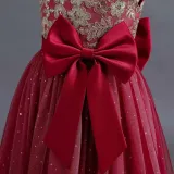 Toddler Girls Sleeveless Embroidery Bowknot Formal Maxi Dress