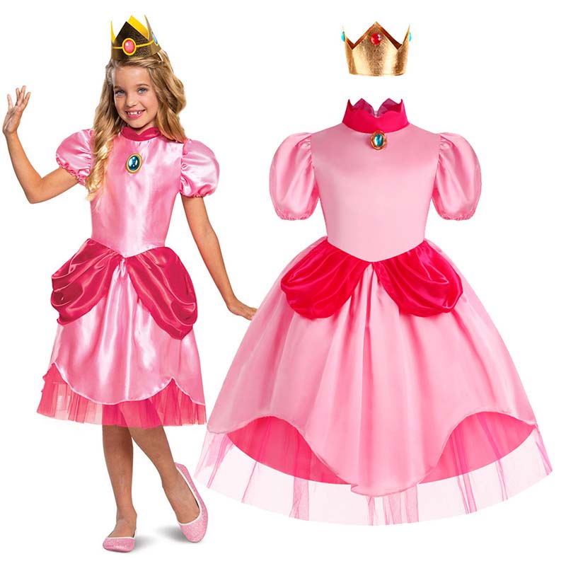 Toddler Girls Puffy Sleeve Pink Costumes Princess Dress