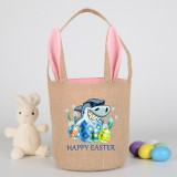 Easter Bunny Ears Canvas Bag Happy Easter Happy Easter Eggs Shark Round Bottom Handbag