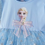 Toddler Girls Mesh Puffy Sleeve Princess Mesh Sequin Snowflakes Tutu Princess Dress