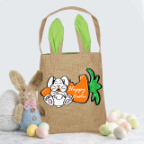 Easter Bunny Ears Canvas Bag Happy Easter Bunny Carrot Square Bottom Handbag