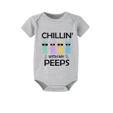 Matching Easter Family Pajamas Happy Easter Chillin With My Peeps Sunglass Bunny Gray Pajamas Set