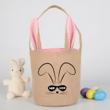 Easter Bunny Ears Canvas Bag Happy Easter Happy Easter Square Hip Hop Rabbit With Glasses Round Bottom Handbag