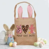 Easter Bunny Ears Canvas Bag Happy Easter Happy Easter Peace Love Easter Square Bottom Handbag