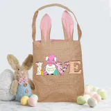 Easter Bunny Ears Canvas Bag Happy Easter Happy Easter Love Gnomies Square Bottom Handbag