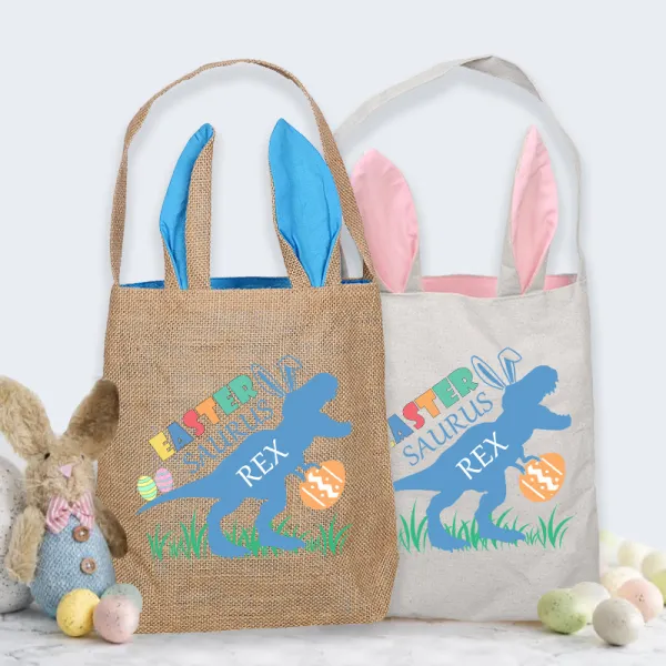 Easter Bunny Ears Canvas Bag Happy Easter Happy Easter Happy Eastrawr Dinosaur Square Bottom Handbag