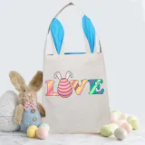 Easter Bunny Ears Canvas Bag Happy Easter Happy Easter Love Egg Square Bottom Handbag