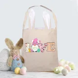 Easter Bunny Ears Canvas Bag Happy Easter Happy Easter Love Gnomies Square Bottom Handbag
