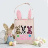 Easter Bunny Ears Canvas Bag Happy Easter Happy Easter Bunny Square Bottom Handbag