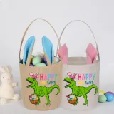 Easter Bunny Ears Canvas Bag Happy Easter Happy Easter Happy Eastrawr Dinosaur Round Bottom Handbag