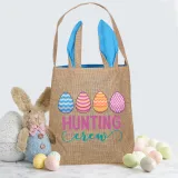 Easter Bunny Ears Canvas Bag Happy Easter Happy Easter Egg Hunting Crew Square Bottom Handbag