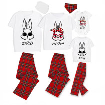 Matching Easter Family Pajamas Happy Easter Bunny Bow Tie Gray Pajamas Set