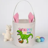 Easter Bunny Ears Canvas Bag Happy Easter Happy Easter Happy Eastrawr Dinosaur Round Bottom Handbag