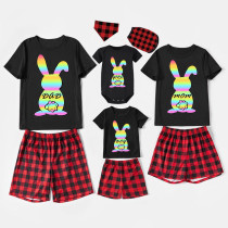 Matching Easter Family Pajamas Happy Easter Colorful Bunny Black Pajamas Set