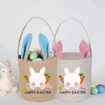 Easter Bunny Ears Canvas Bag Happy Easter Happy Easter Carrot Egg Round Bottom Handbag