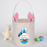 Easter Bunny Ears Canvas Bag Happy Easter Happy Easter Cartoon Duck Round Bottom Handbag