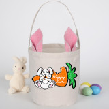 Easter Bunny Ears Canvas Bag Happy Easter Bunny Carrot Round Bottom Handbag