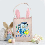 Easter Bunny Ears Canvas Bag Happy Easter Happy Easter Eggs Shark Square Bottom Handbag