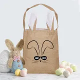 Easter Bunny Ears Canvas Bag Happy Easter Happy Easter Square Hip Hop Rabbit With Glasses Square Bottom Handbag