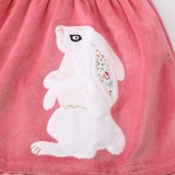 Toddler Girls Long Sleeve Cartoon Bunny Rabbit Animals Embroidery A-line Casual Dress