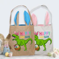 Easter Bunny Ears Canvas Bag Happy Easter Happy Easter Happy Eastrawr Dinosaur Square Bottom Handbag