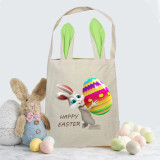 Easter Bunny Ears Canvas Bag Happy Easter Happy Easter Bunny Egg Square Bottom Handbag
