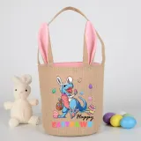Easter Bunny Ears Canvas Bag Happy Easter Happy Easter Happy Eastrawr Dinosaur Round Bottom Handbag