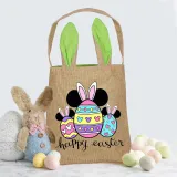 Easter Bunny Ears Canvas Bag Happy Easter Happy Easter Cartoon Mouse Eggs Square Bottom Handbag