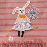 Toddler Girls Short Sleeve Bunny Rabbit Dandelion Mesh Tutu Dress