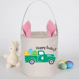 Easter Bunny Ears Canvas Bag Happy Easter Happy Easter Car Round Bottom Handbag