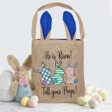 Easter Bunny Ears Canvas Bag Happy Easter Happy Easter He Is Risen Tell Your Peeps Square Bottom Handbag