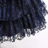Toddler Girls Sleeveless Flower Belt Lace Hollow Out Formal Midi Dress