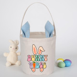 Easter Bunny Ears Canvas Bag Happy Easter Happy Easter Bunny Vibes Round Bottom Handbag