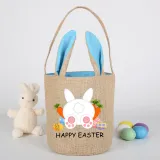 Easter Bunny Ears Canvas Bag Happy Easter Happy Easter Carrot Egg Round Bottom Handbag
