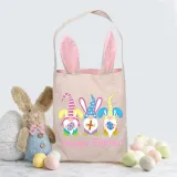 Easter Bunny Ears Canvas Bag Happy Easter Happy Easter Gnomies Rabbit Square Bottom Handbag