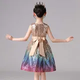 Toddler Girls Sleeveless Glittering Colorful Sequins Formal Dress